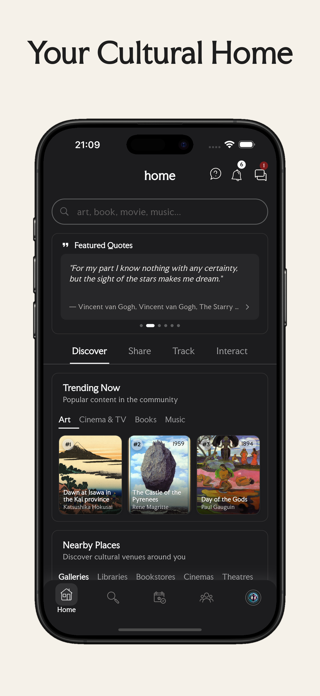 Home — your cultural feed